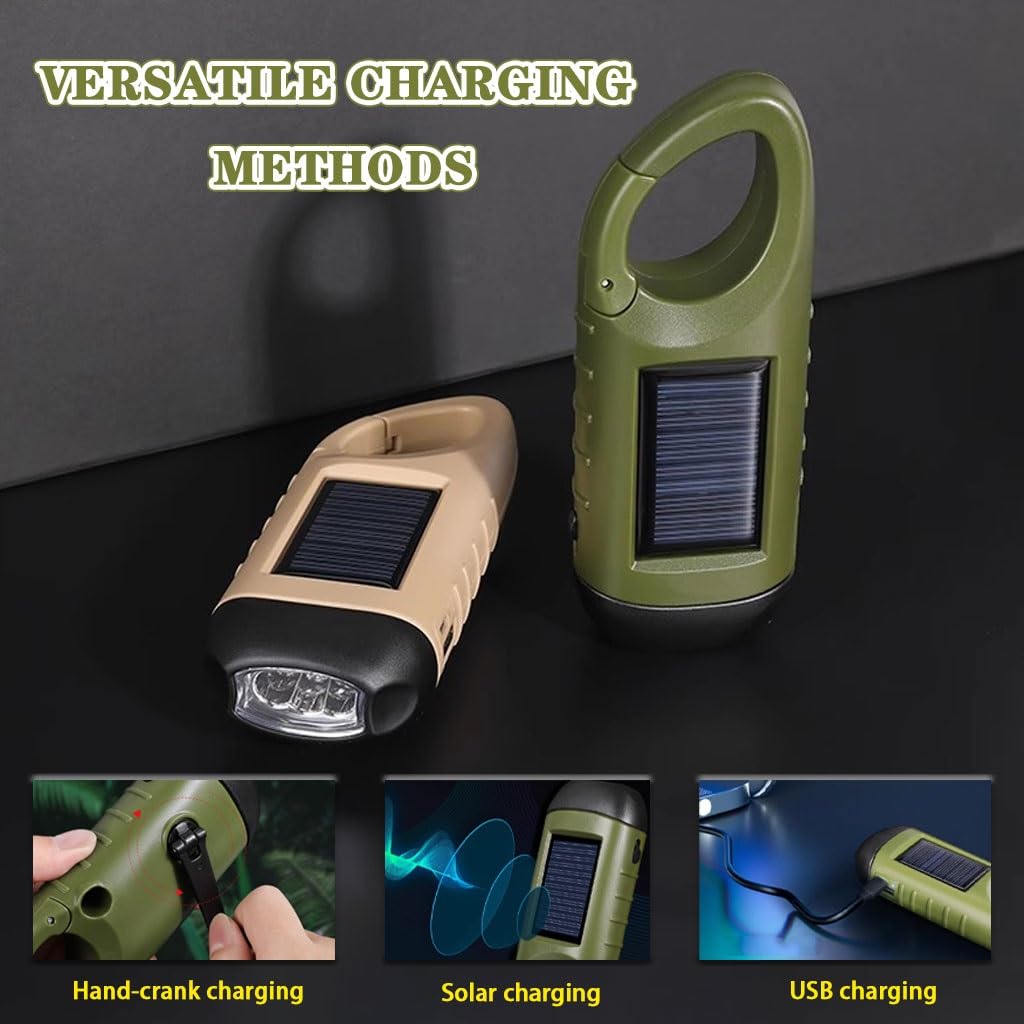 Torcia Manuale A LED Super Luminosa, Torcia A Manovella Alimentata Ad Energia Solare, Domestica Ricaricabile Tramite USB, Per Viaggi, Alpinismo(A,14.5cm*3)