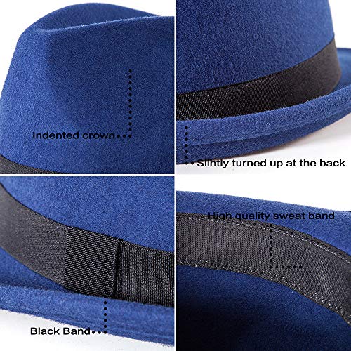 Image of LADYBRO Straw Trilby Fedora Hat for Men Women 1920s Wool Felt Panama 7 1 /4