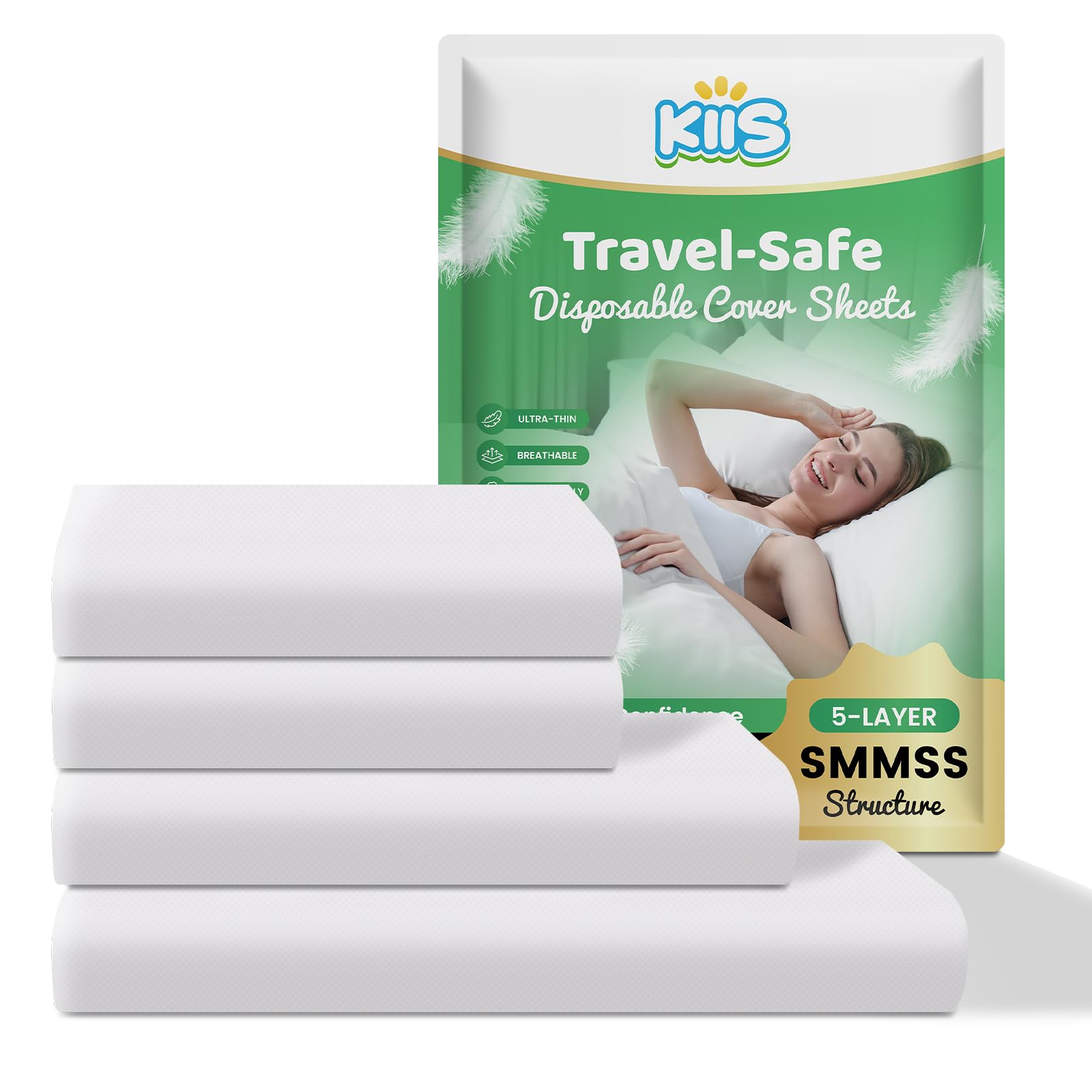 KIIS Travel-Safe Disposable Cover Sheets for Travel Disposable Bed Sheet Disposable Duvet Comforter Cover Disposable Pillowcases Perfect for