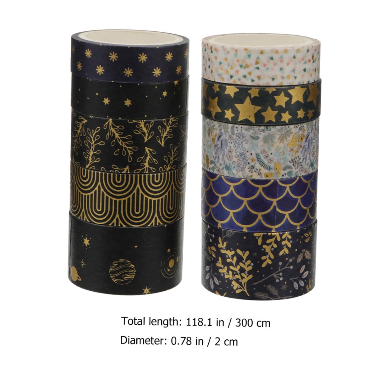 Lurrose 60rouleaux Rubans Adhésifs Décoratifs Papier Rubans Washi Avec Motifs Doré Pour Scrapbooking Et Bricolage