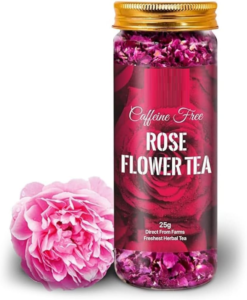 KP Rose Tea - 25gm - 25 Cups | SUPER ANTIOXIDANT | Natural Sun-Dried Petals | Herbal Tea - Flower Based | Vitamin - C Rich | For Beautiful Hair & Skin | Featured In Shark Tank | Pet Jar