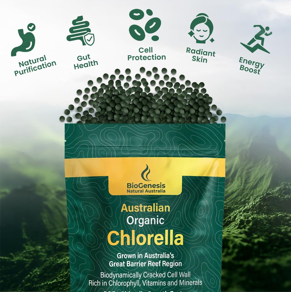 Biogenesis Organic Chlorella Mini Tablets – 1000 Count (200mg) | Australian Grown | Rich in Chlorophyll, Vitamins & Minerals | Supports Energy & Immunity | Vegan Mini Tablets — Amazon image 3