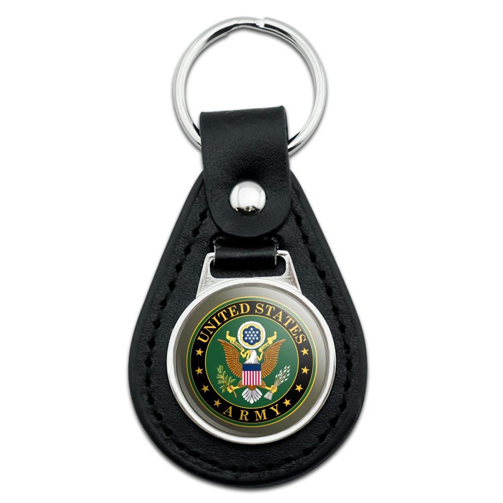 GRAPHICS & MORE Black Leather U.S. Army United States Army Eagle Logo Keychain