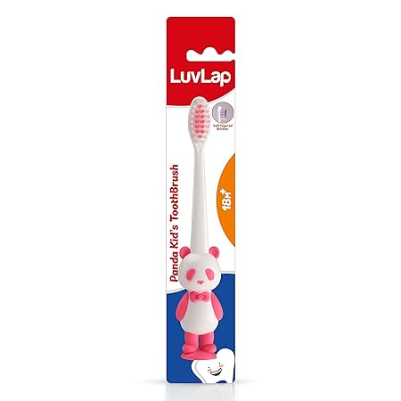 LuvLap Panda Toothbrush for Baby & kids, Ultra Soft Micro Nano 12000 Floss Bristle, BPA Free, Suction Cup, Boys & Girls Toddler Toothbrush, tongue scrapper on head, 18M+, Multicolor (Assorted Colors, Colors may vary)