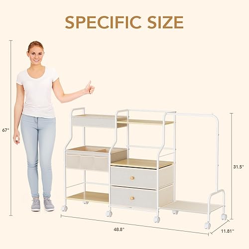 Miniatura 3 de BBLIKE Organizador de pañales con estante para colgar, carrito utilitario rodante de 3 niveles con cajones y divisores para almacenamiento