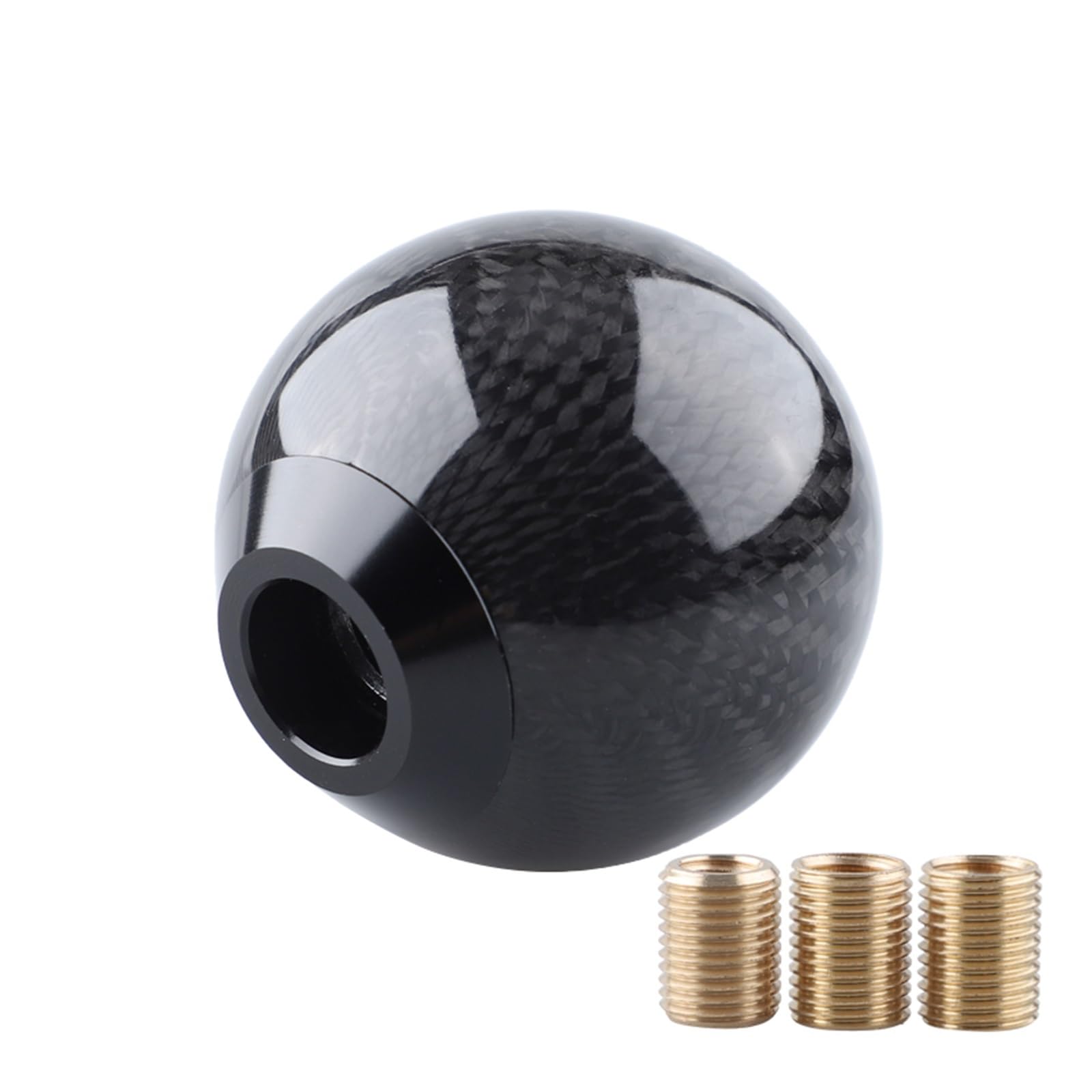 WYLWSHA Shift Gear Knob Cover Universal Car Gear Shift Knob Round Ball Carbon Fiber Shifter Lever(Carbon Fiber Black)