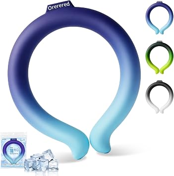 Neck Cooling Tube Ice Ring Neck Cooler | 70% Enhanced Gel Ice Tube for Active Cooling During Sports & Outdoor Activities Navy-Sky Blue