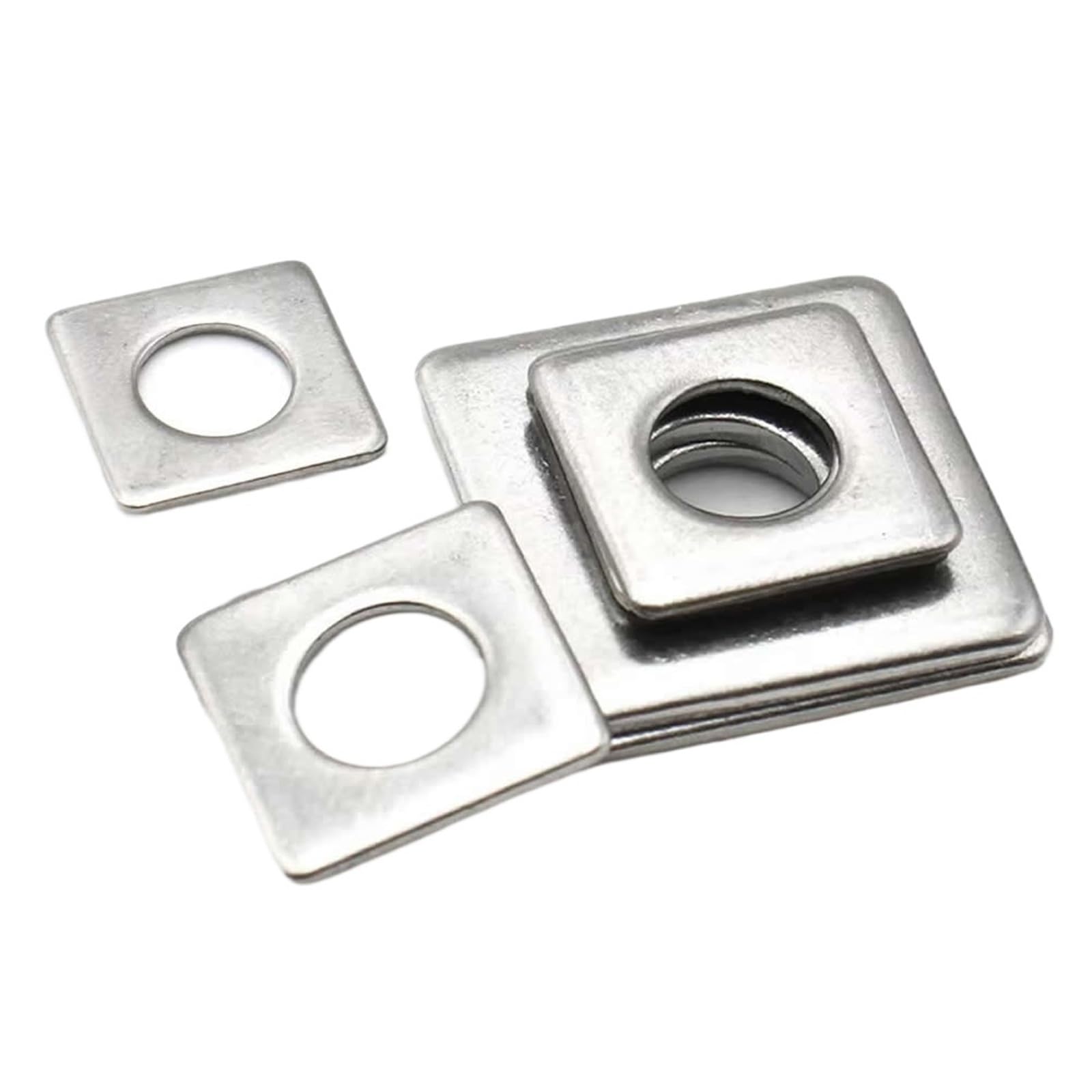 arandelas cuadradas, Arandelas de placa cuadrada acero inoxidable, arandelas planas cuadradas 304, paquete plateado 10 tamaños M3 a M20(M4x10x1mm 50pcs)