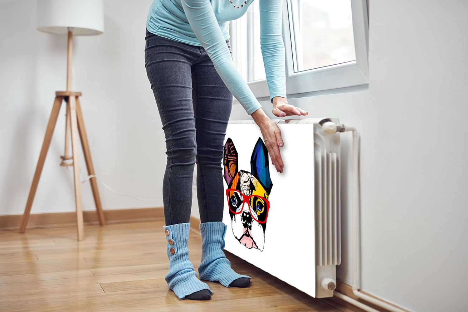 Magnetische radiatorbekleding, radiatorafdekking, wit, abstract, 100 x 60 cm, radiatorafdekking, magnetische afdekmat voor koelkast van een flexibele magneet, digitale opdruk