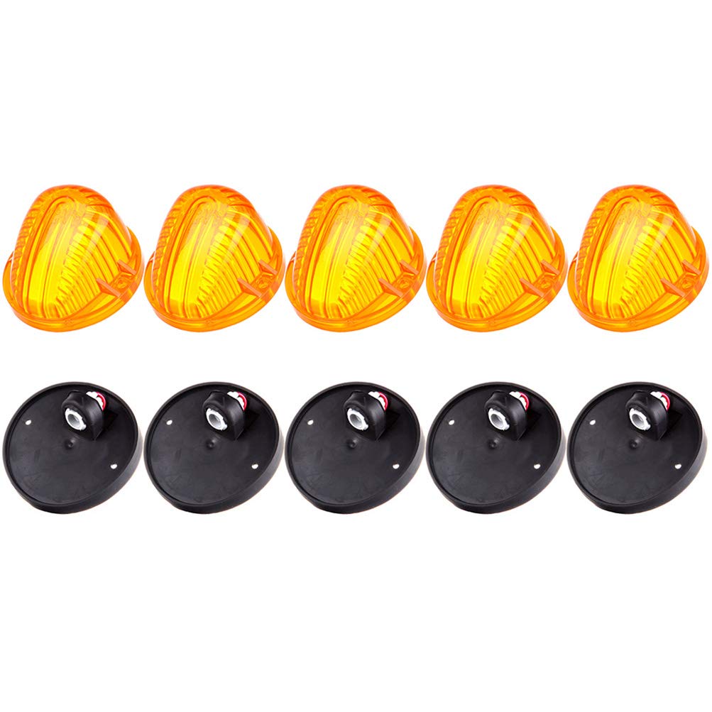 LBRST 5x Round-Shape Cab Marker Light Amber Cover Top Marker Light Cab Roof Running Light w/base for Chevy Blazer 1987-1991 For Chevy C10 1976-1977 1979-1982 1984-1986 Super Duty Pickup Trucks