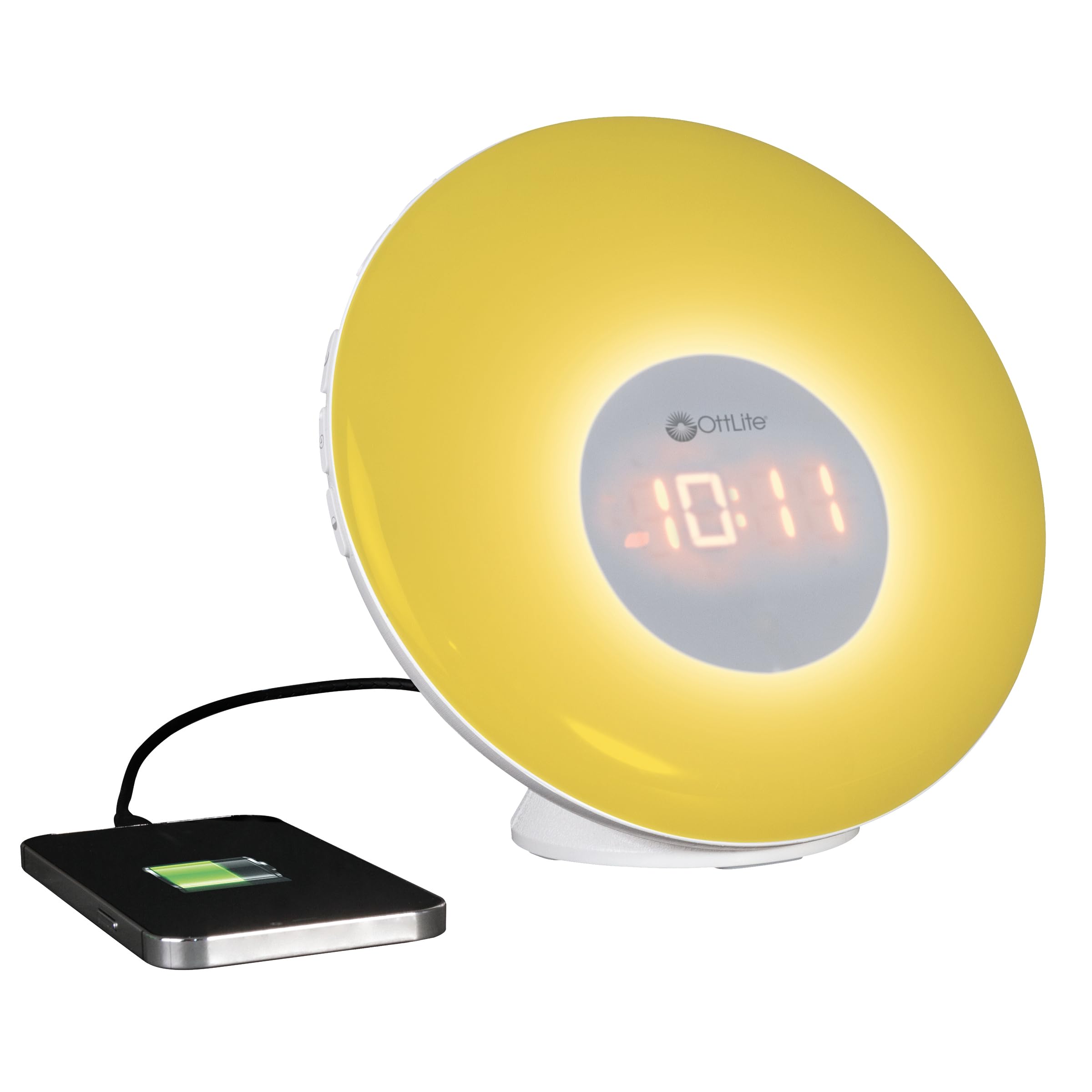 OttLite Aufwachlicht mit weißem Rausch-Soundgerät, Farbwechsel, Sonnenaufgangssimulation, 7 Weckgeräusche, Schlummerfunktion, intelligenter Wecker für schwere Schläfer, Sonnenlichtlampe mit