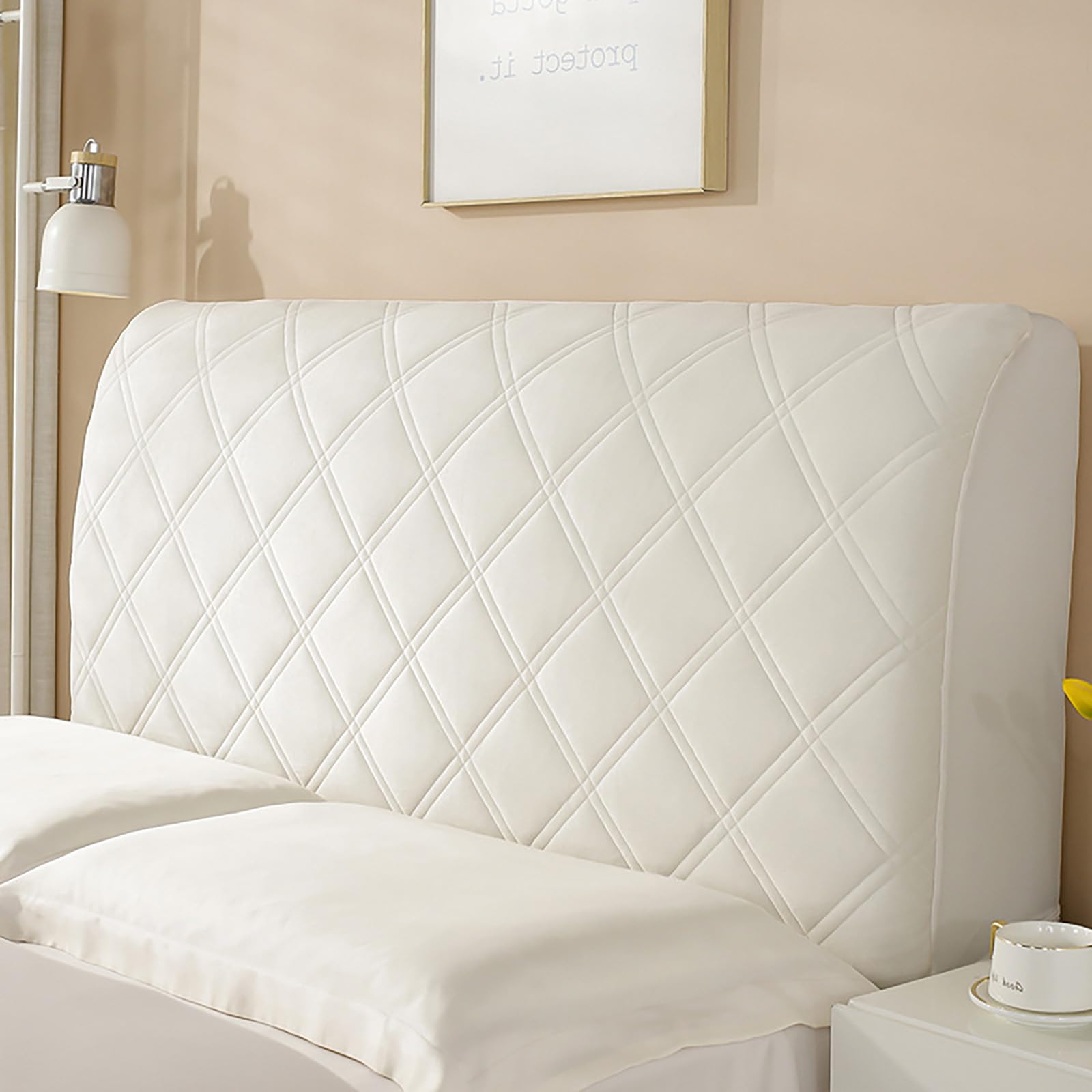 PRELGOSP Headboard Cover Dustproof Protector, Single/Double Bed Head Cover, All-Inclusive Stretch Headboard Slipcover for Bedroom Bed Head Decor,beige,210cm