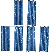 VOSAREA 3 Peças Persianas Transparentes Cortinas Impressas Decoração Infantil Cortinas Transparentes Cortinas De Painel Blackout Cortinas Blackout Cortina De Janela Estrelas Prateadas
