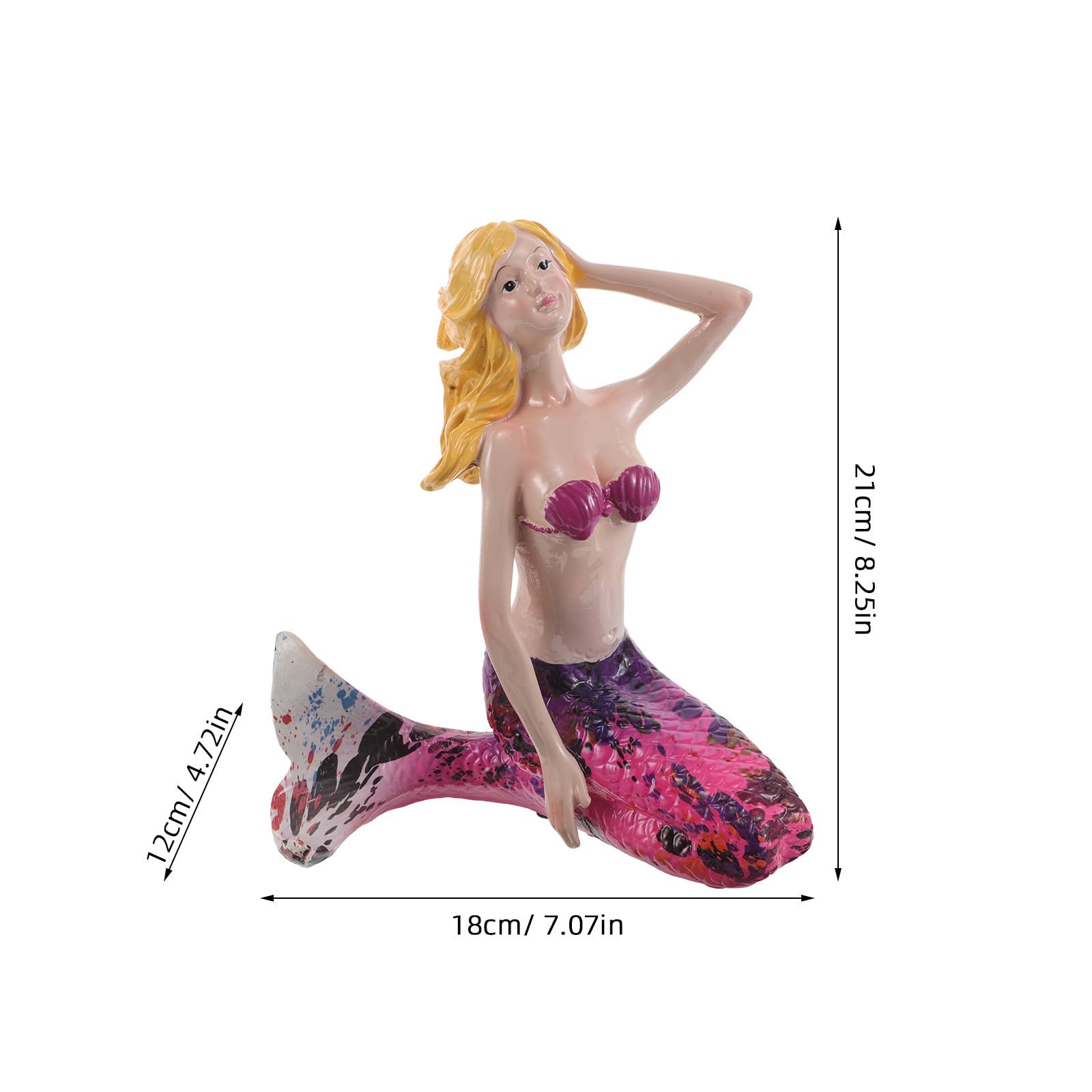 VICASKY Statue Décorative de Sirène en Résine pour Aquarium et Décoration de Piscine, Ornement Nautique Élégant Détails Raffinés, pour Intérieur et Extérieur