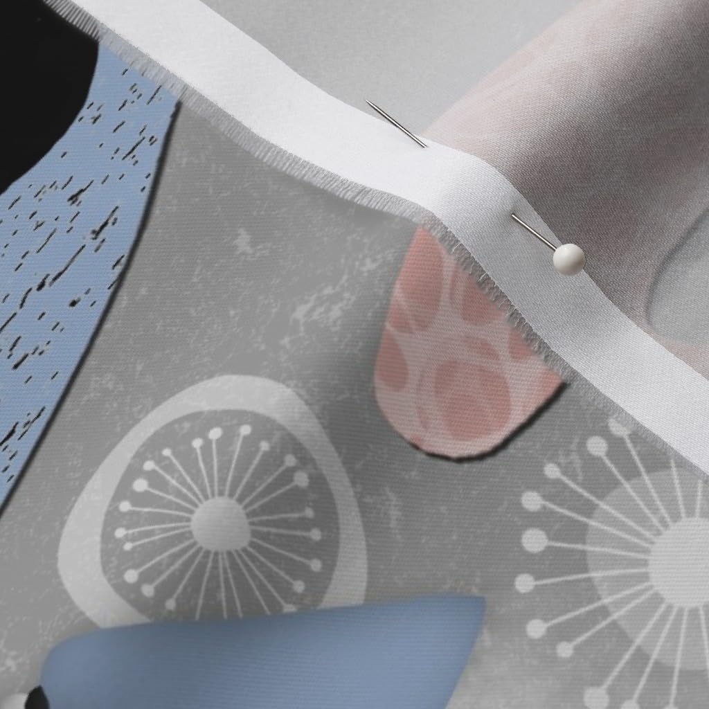 Spoonflower Fabric - Time Retro Cats Reading Books Hygge Printed on Organic Cotton Sateen Fabric by The Yard - Sewing Quilting Apparel Home Decor