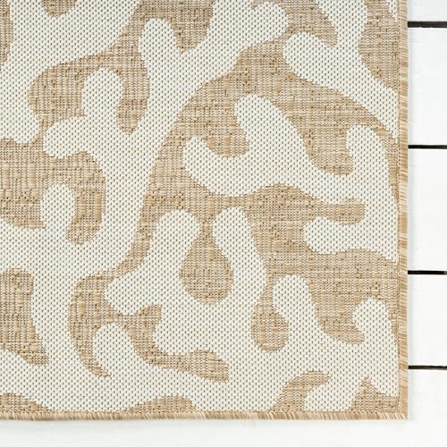 Tapete de exterior LR Home coral beige 5 x 7 pies miniatura 6
