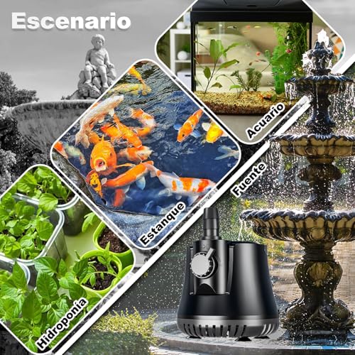 Miniatura 6 de Bomba De Agua Sumergible 25w 1500l H Bomba De Acuario Con Interruptor Ajustable Cable De 1.5 Metros 2 Boquillas, Motor Fuente De Agua Ultra Silencioso Para Acuarios, Jardines, Fuentes, Estanques