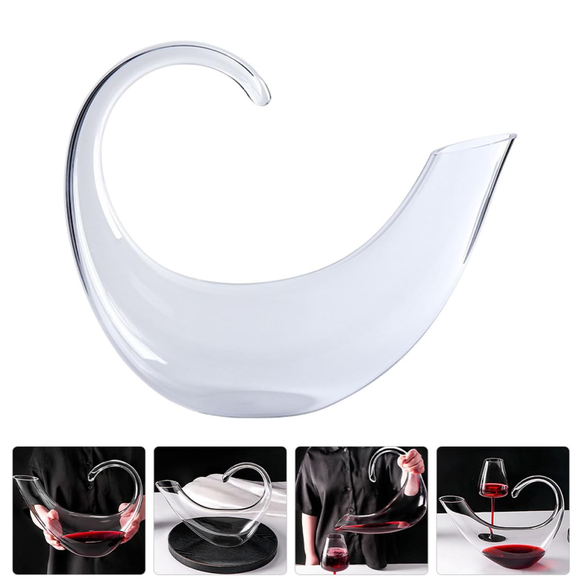 DOITOOL Decantador de Vino Grande de Vidrio Transparente, Jarra para Licor Diseño Creativo, Dispensador Rápido, Apto para Uso Doméstico y Eventos, Colección Elegante