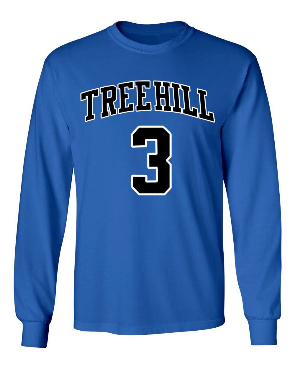 KINGS SPORTS Ravens Basketball Movie #3 Lucas Scott One Tree Hill Jersey Style Men's Long Sleeve T Shirt (Royal,XL)
