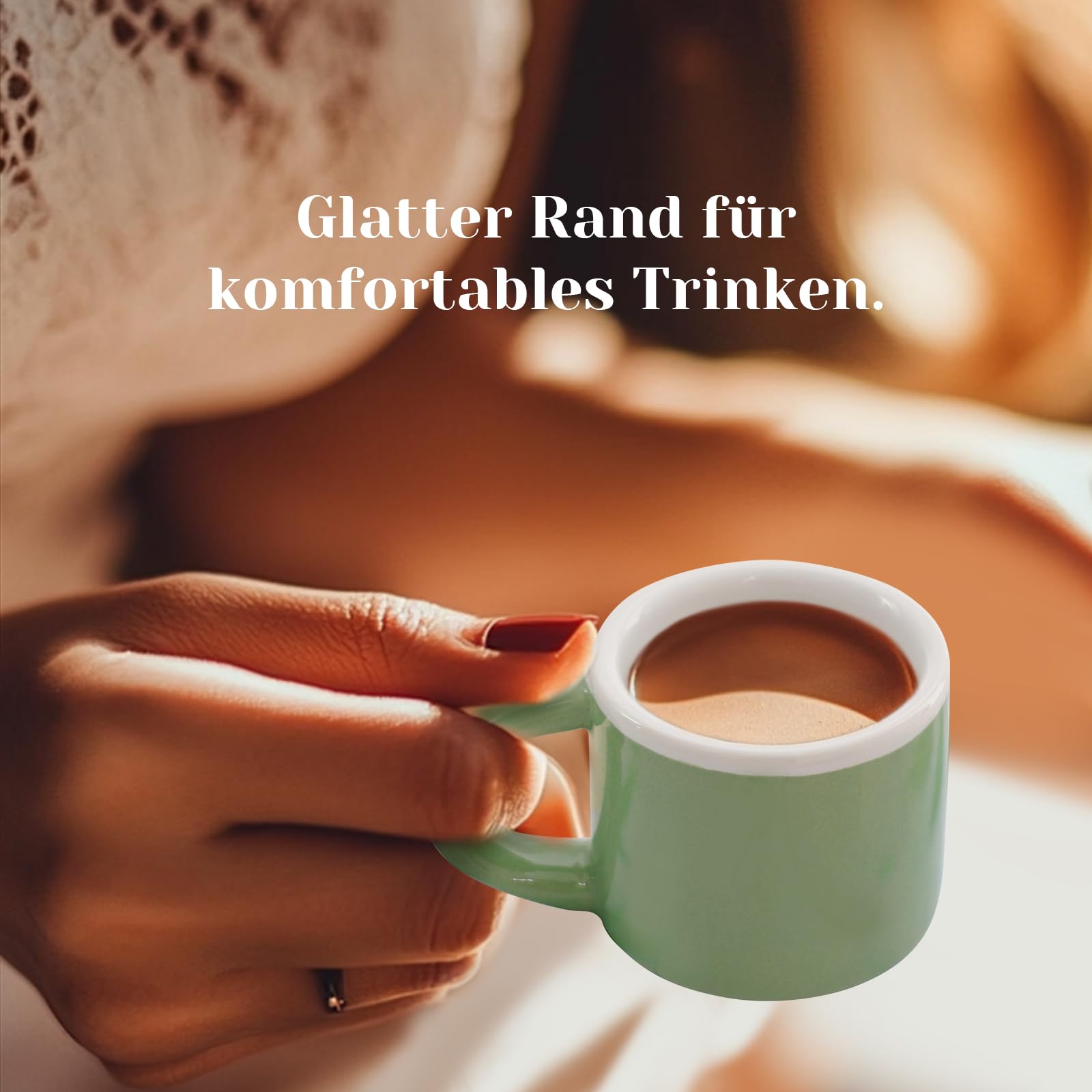 Espressotassen Mini Kaffeetassen Set 4 x 43 ml, Dickwandige Espressotassen mit Henkel für Mokka, Kaffee, Tee & Milch – Buntes Set in Soft Neutral Tones