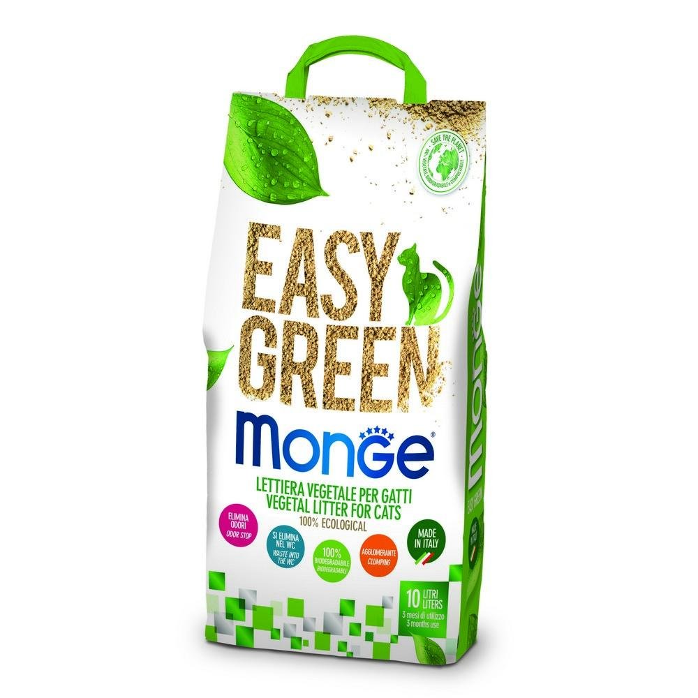 Monge lettiera Easy Green Gatto Gatti furetti rettili Cat 10 Litri biodegradabile WC