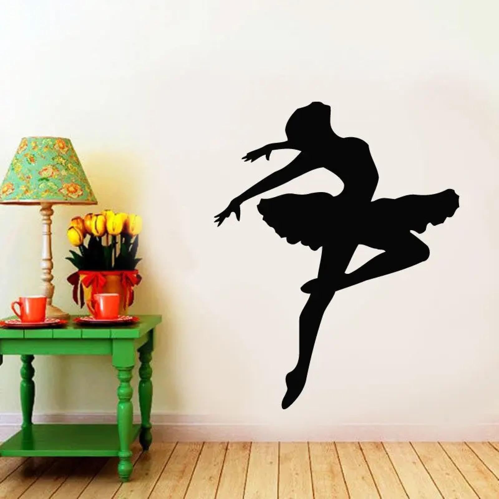YOUOUSI Ballet School, Ballet Dancer Silhouette Wall Stickers, Classroom, Girl's Bedroom Art Decals, Door and Window Vinyl Stickers