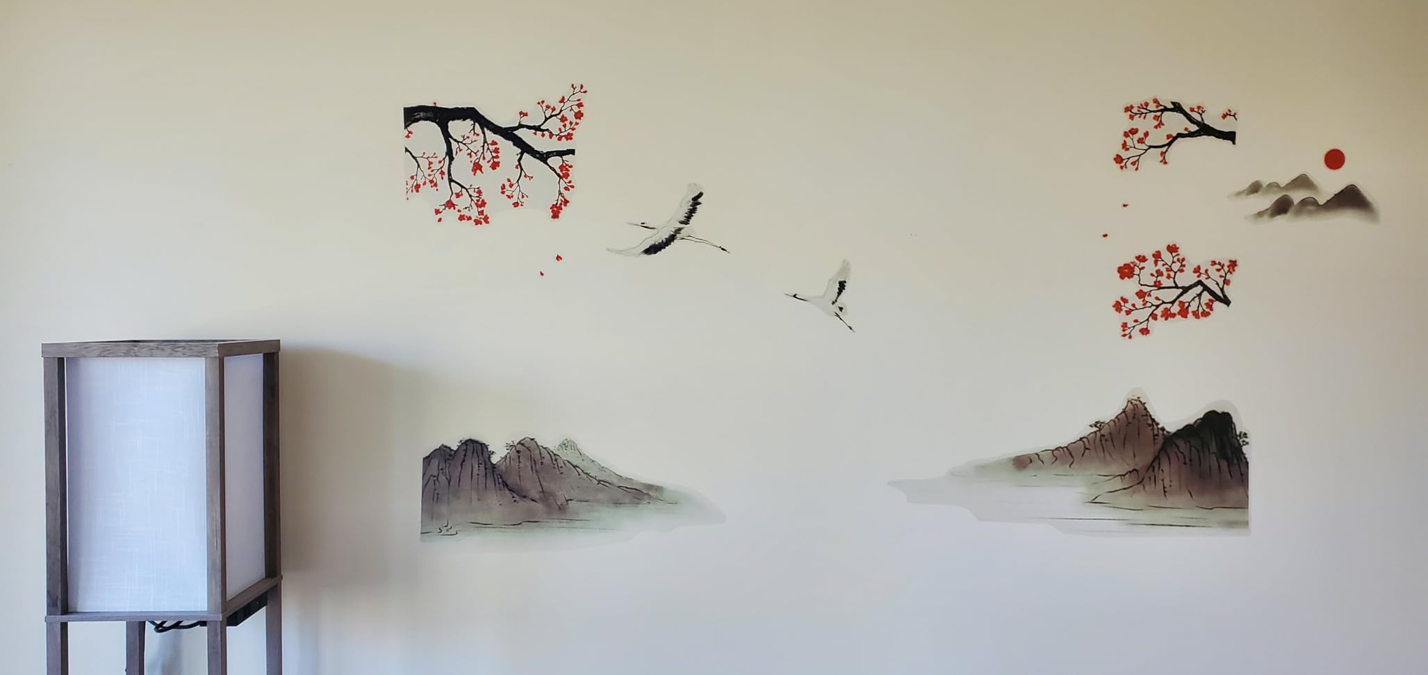Amimagen Japanese Style Landscape Painting Wall Stickers - Cherry ...