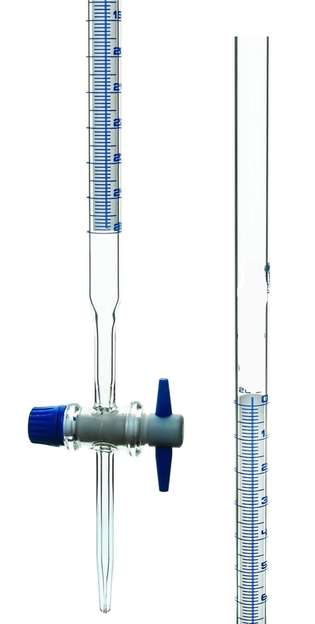 Bureta de vidrio Schellbach 25ml - Precisión Clase A, Llave PTFE para Laboratorio