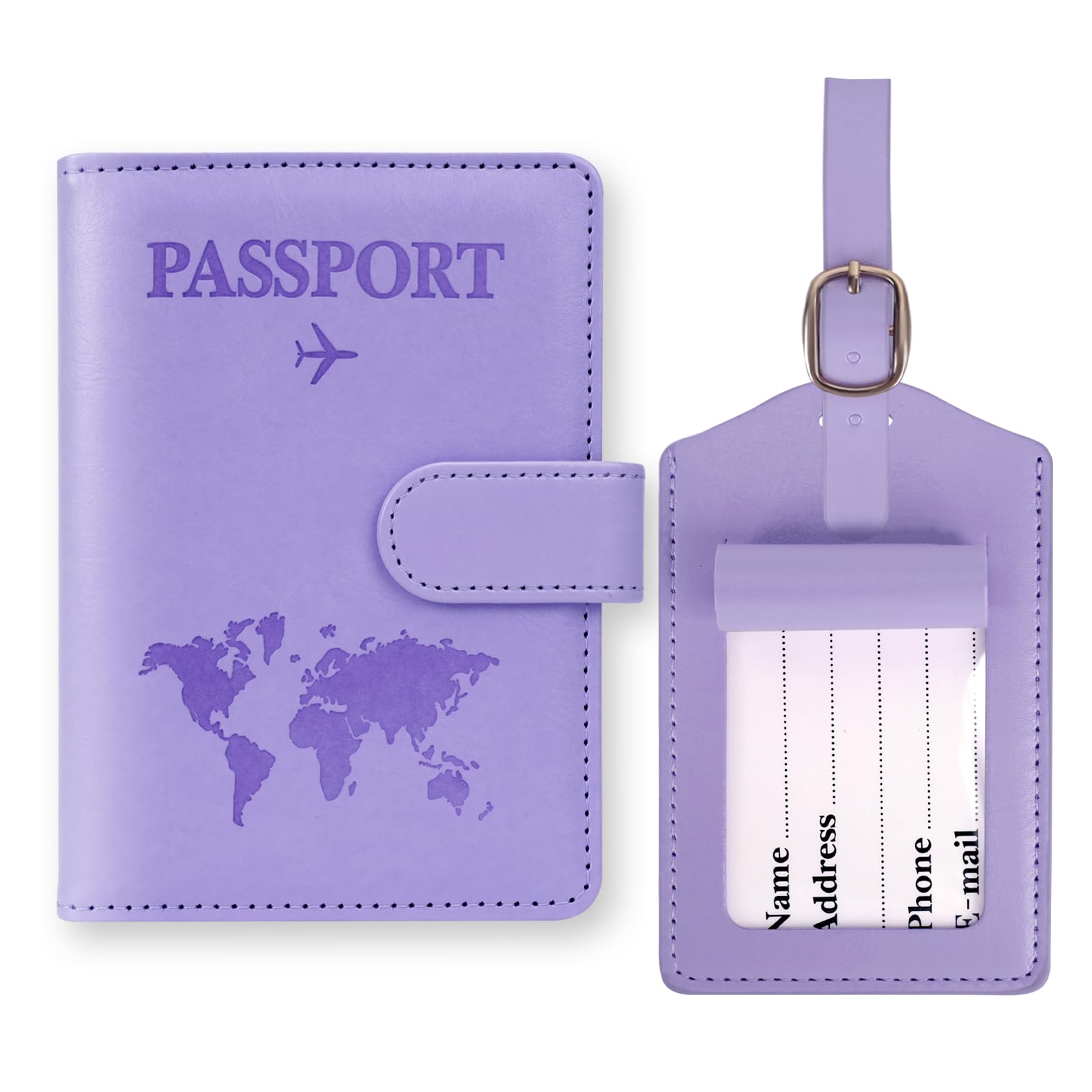 GADITIEK Reisepasshülle und Kofferanhänger Set, Kunstleder Passport Hülle mit Kofferanhänger Flugreise, Reisepass Hülle mit RFID-Blocke für Kreditkarten Personalausweise Reisedokumente Reise Zubehör