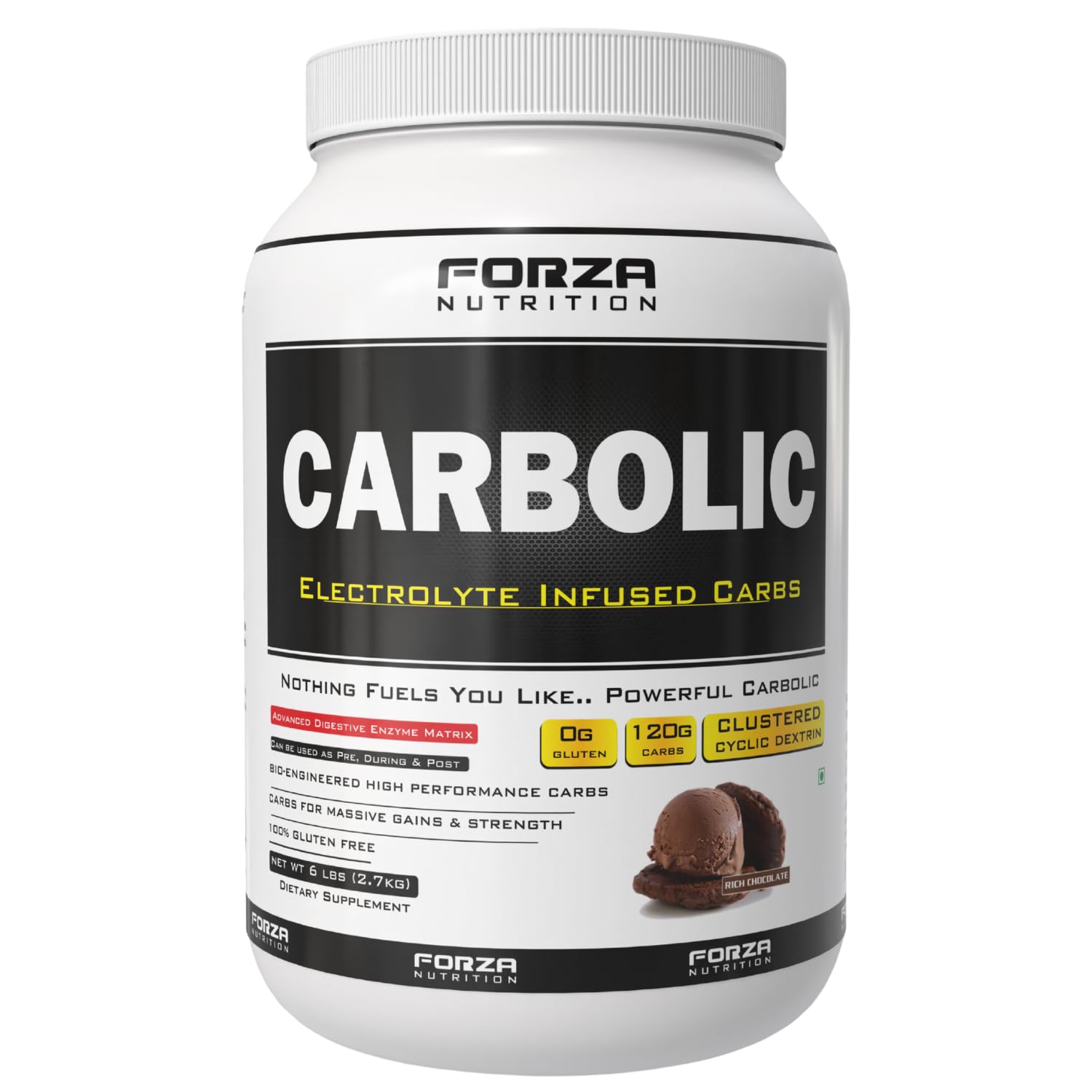 Carbolic Advanced Clean mass gainer for Instant Energy & Endurance – Fast-Digesting Carbohydrates for Pre & Post Workout Chocolate flavoured-6LBS/2.7kg