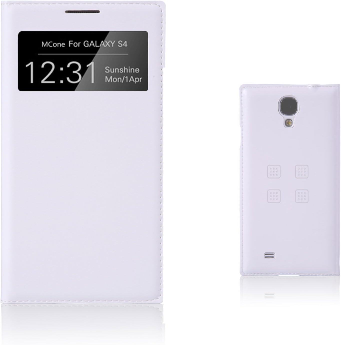Privacy Protective Design Leather Case for Samsung Galaxy Note 3 S4 S5 Smart Privacy Protective Case for Mobile Phone Integrating Multifunctional Keys and Smart Sleep Window (S4 White)