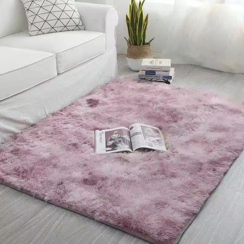 Super Soft Shaggy Living Room Area Rugs, Luxury High Pile Fluffy Modern Durable Thick Bedroom Rug, Washable Plush Carpet for Hallway Kids Room,Pink Purple,140×200cm