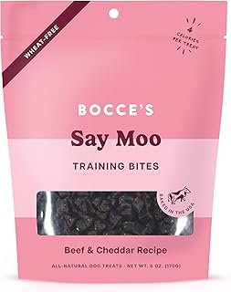 Bocce's Bakery Say Moo Beef & Cheddar Training Treats for Dogs, Wheat-Free Dog Treats, 6 oz Bag