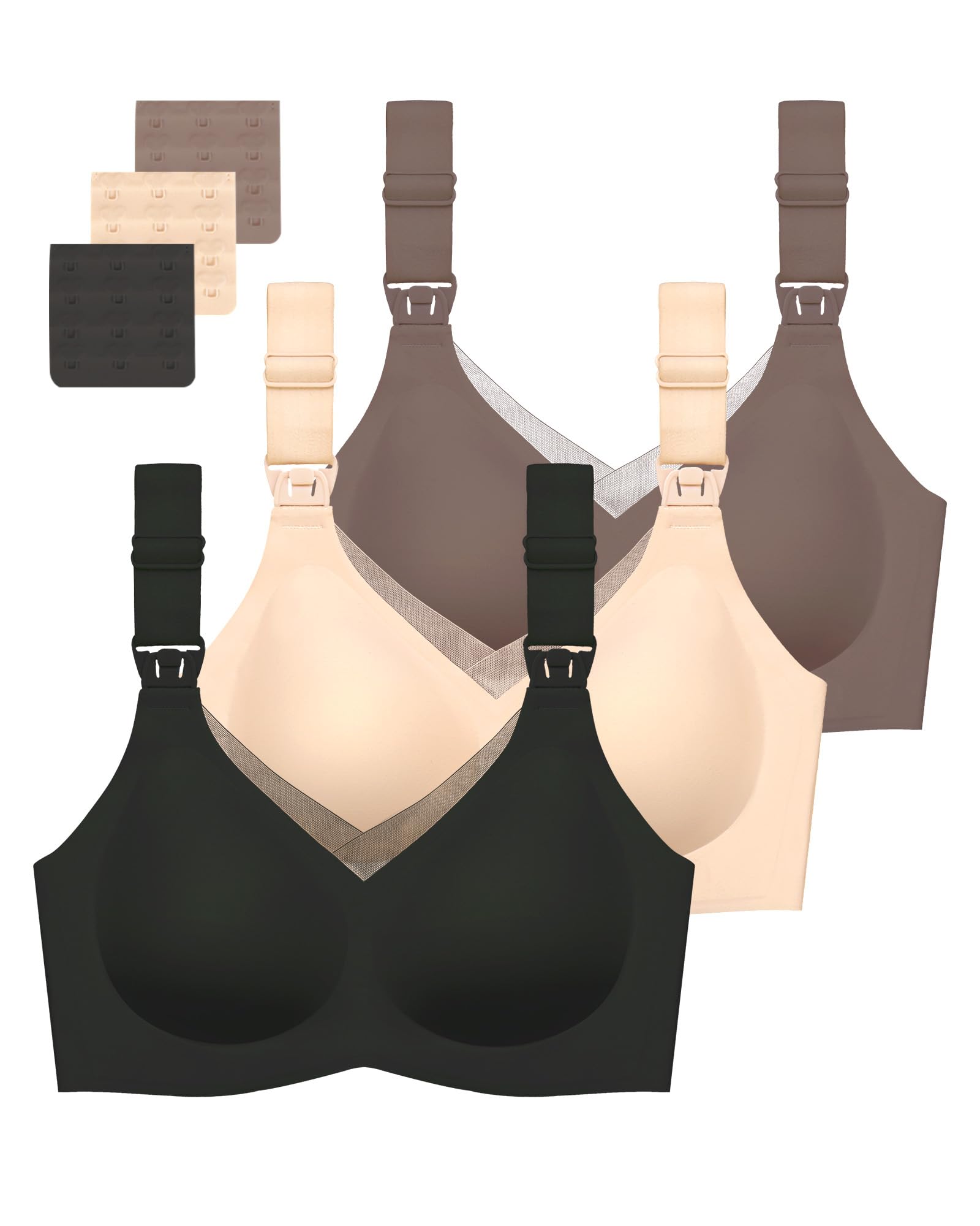 Gailife 3 Pack V-Neck Mesh Nursing Bra
