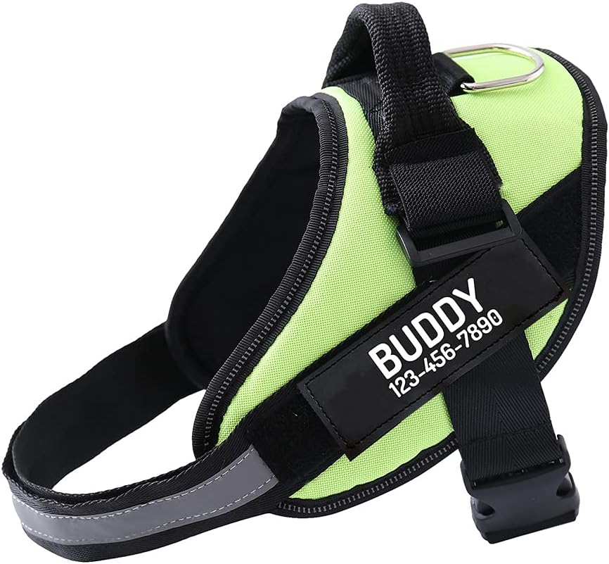 Custom Dog Harness, Personalized No Pull Pet Vest with Name and Phone Number Tag for Small Medium and Large Breed(Green,XXL)