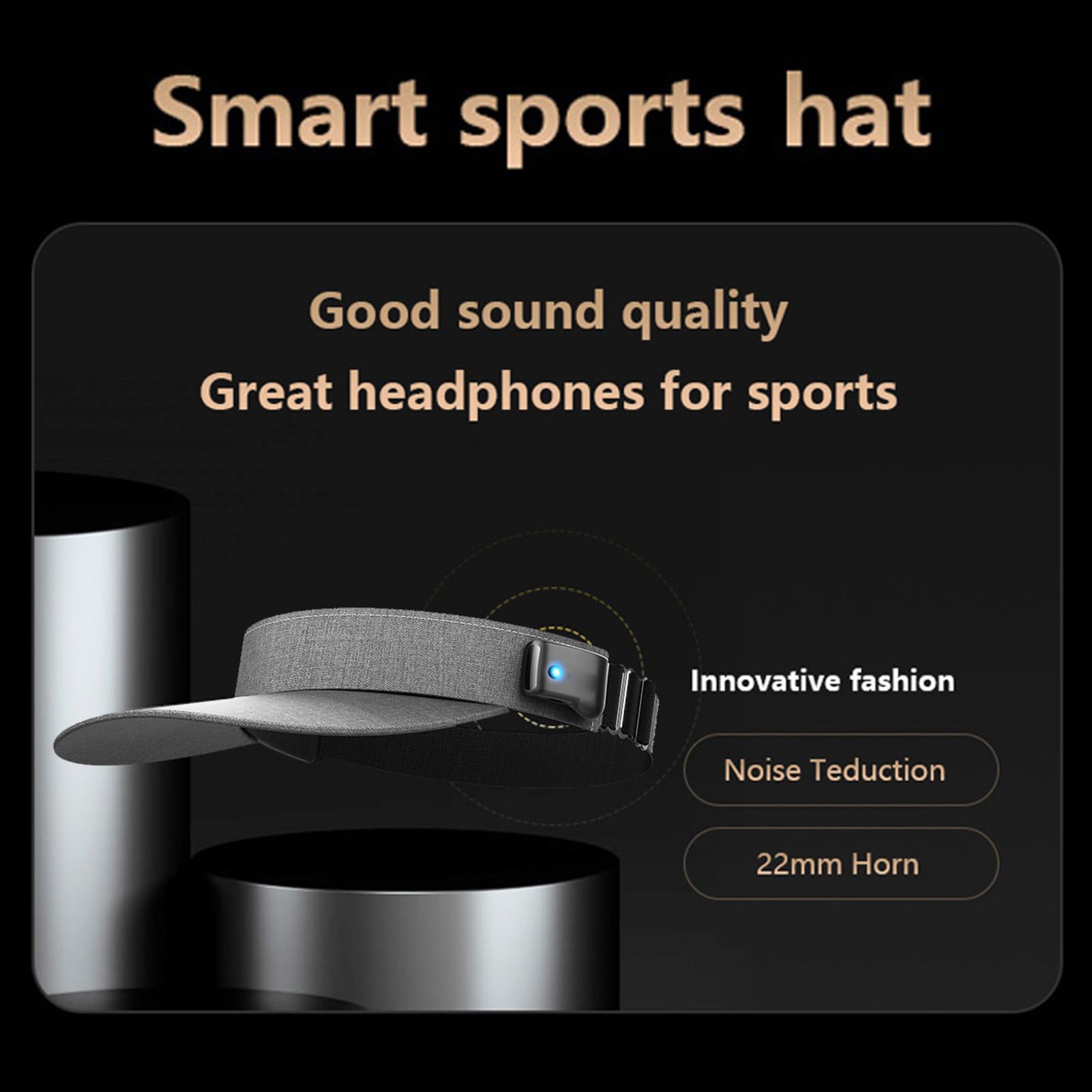 Bewinner Kapelusz Przeciwsłoneczny Bluetooth 5.4 z Odłączanymi Głośnikami Magnetycznymi, Nadający się do Prania Nakładka Audio do Noszenia Konstrukcja z Otwartymi Uszami Regulowane (GREY)