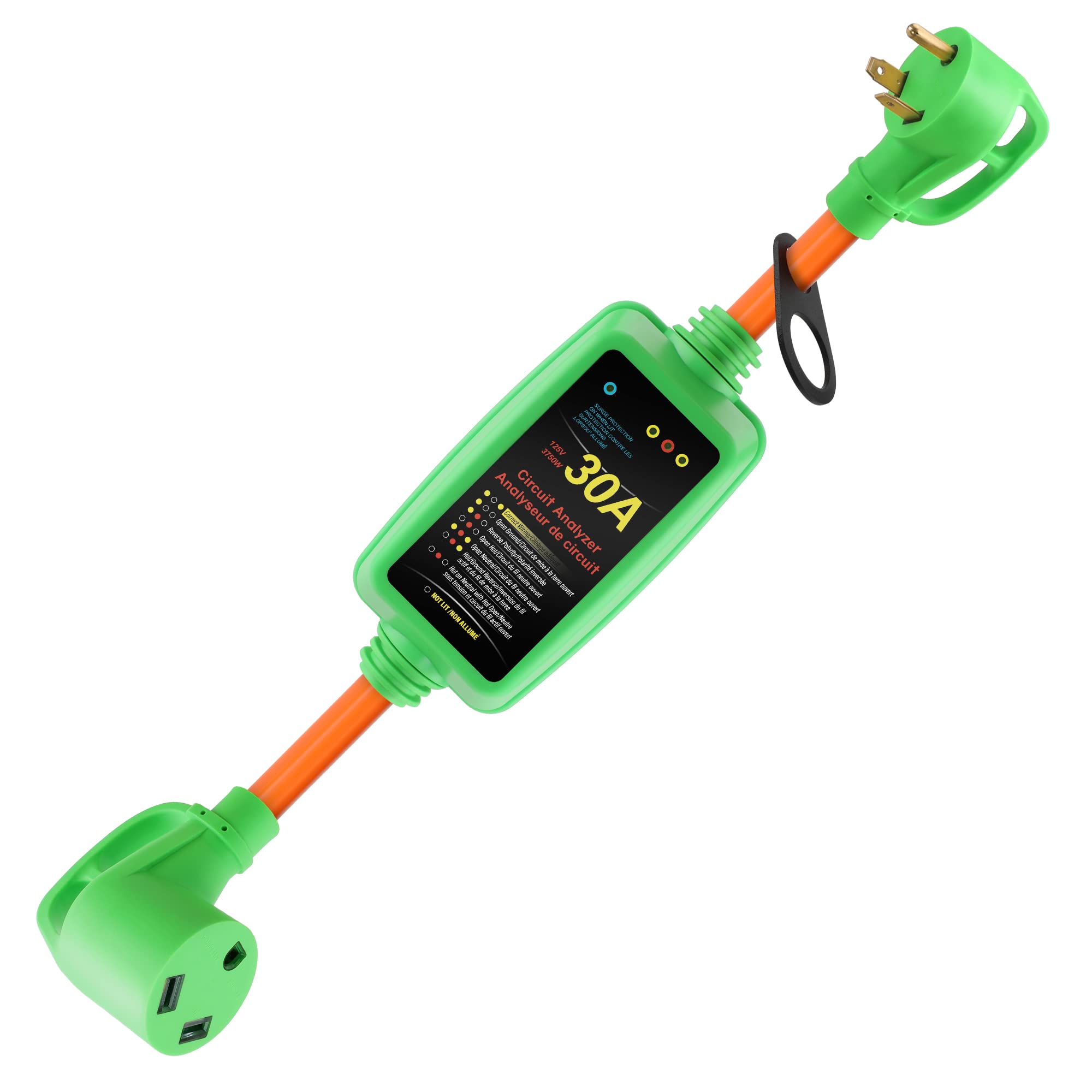 Flameweld RV Surge Protector 30 Amp - RV Circuit Analyzer Surge Protector with Indicator Light, 2100 Joules Power Defender NEMA TT-30P for RV, Camper, Trailer, Outdoor