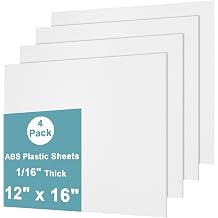 4Pack White Thin ABS Plastic Sheet 12" x 16" x 1/16" Thick White Rigid Thermoplastic Sheet Upgrade Surface 1.5MM Flexible High Tensile ABS Moldable Plastic Panel for Crafts, DIY, Signs