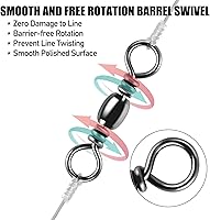 Vista 5 de Alwonder Paquete de 100 Giratorios de Barril de Pesca, Anillo Sólido de Acero Inoxidable de Alta Resistencia Giratorio de Barril de Latón