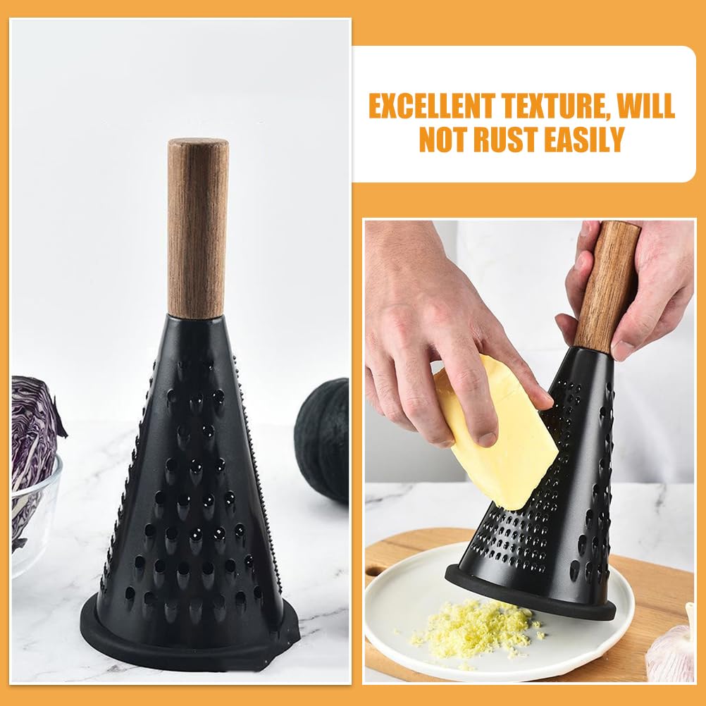 Luxshiny Grattugia a cono per formaggio in acciaio inox, tripla mano, per verdure, formaggio, patate, frutta, verdura, tritatutto, con manico in legno, per triturare, taglierina, limone, grattugia