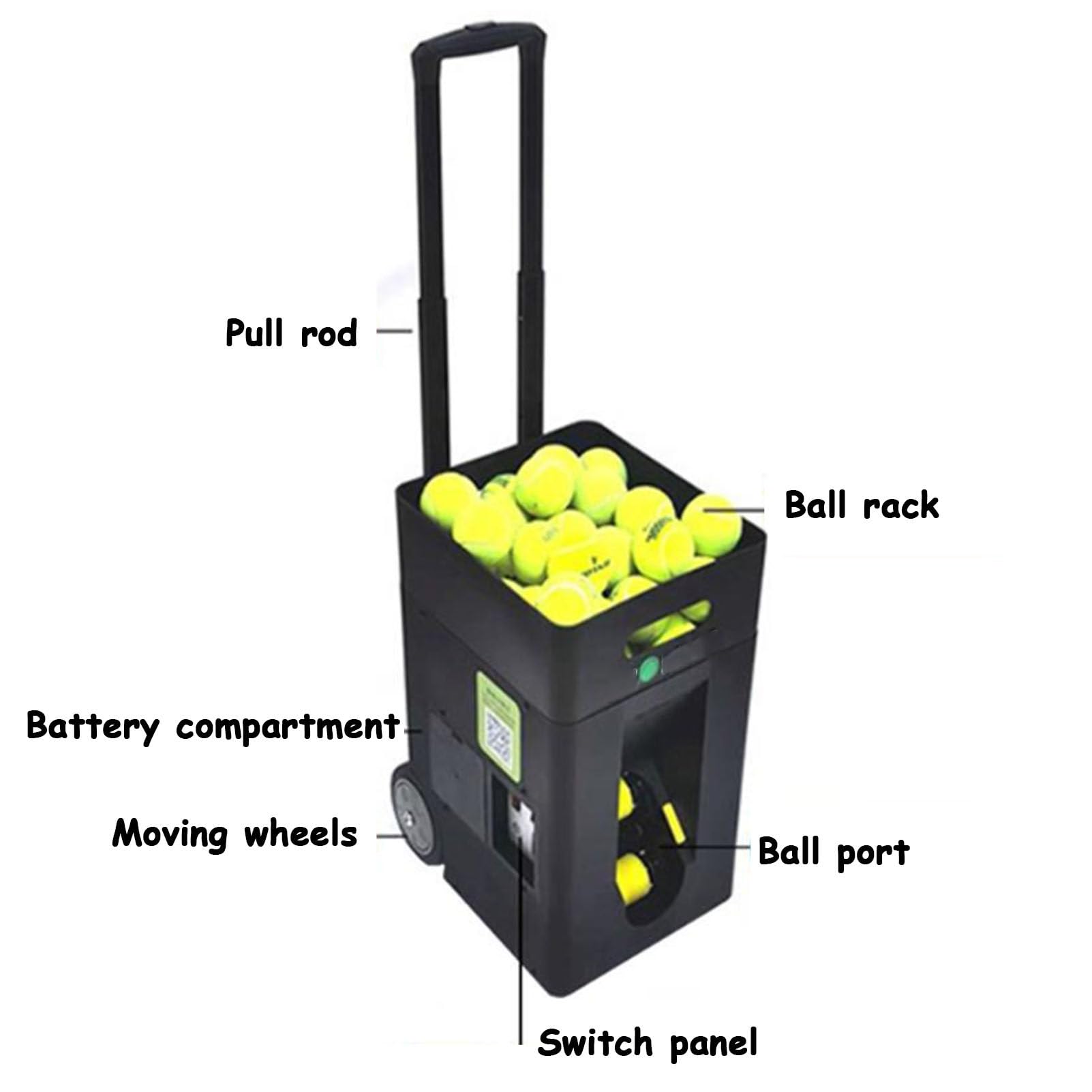 Macchina portatile per palline da tennis, lanciatore automatico di palline da tennis, trapani pre-programmati per principianti, modalità di allenamento completa, ideale per esercitarsi da soli