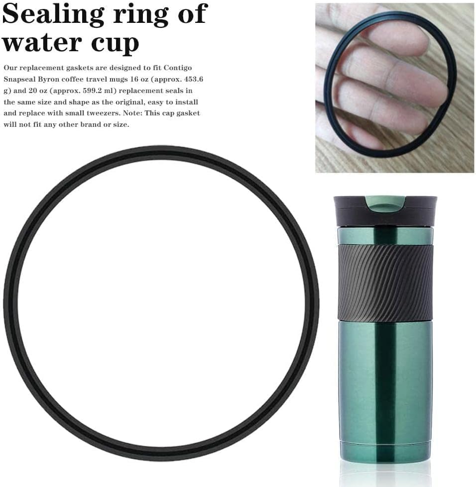 5Pcs Black Universal Silicone Lid Seals for 16oz and 20oz Travel Mugs, Replacement Gaskets for Coffee Cups, Water Bottles and Drinkware Lids - Image 2