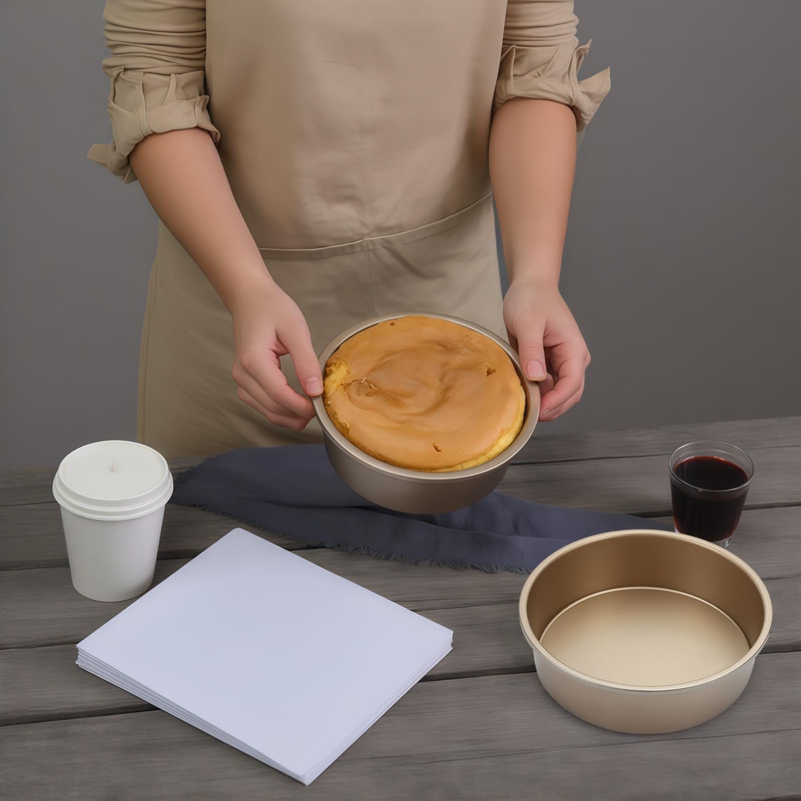 Juego de 3 moldes redondos extraíbles de 4 en 6 x 8 pulgadas, juego de 3 piezas antiadherentes de acero al carbono, para hornear tartas de queso, pastel de esponja, horno casero, acabado negro