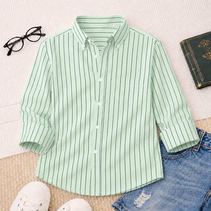 Image of Kids Cotton Full Sleeve Shirt Casual Look Comfortable Stylish Outfit for Boys Everyday Use
