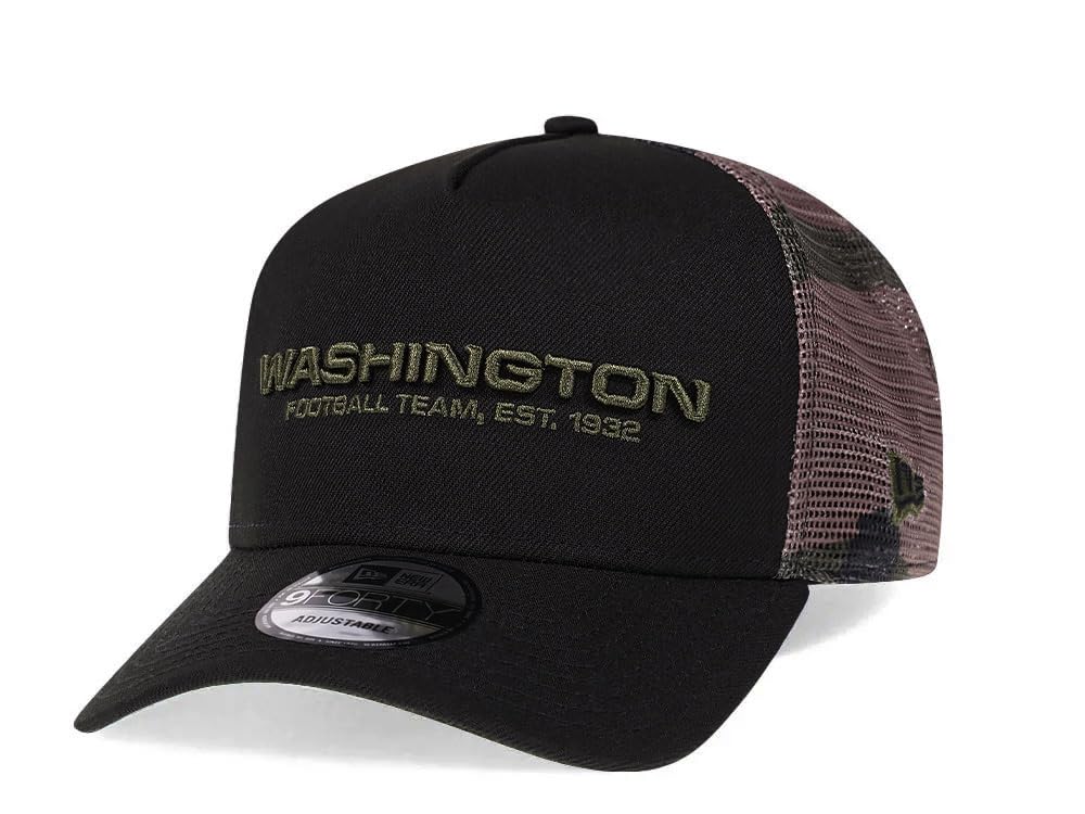 New Era Unisex Black Washington Commanders Camo 9Forty A Frame Trucker Snapback Cap, One Size