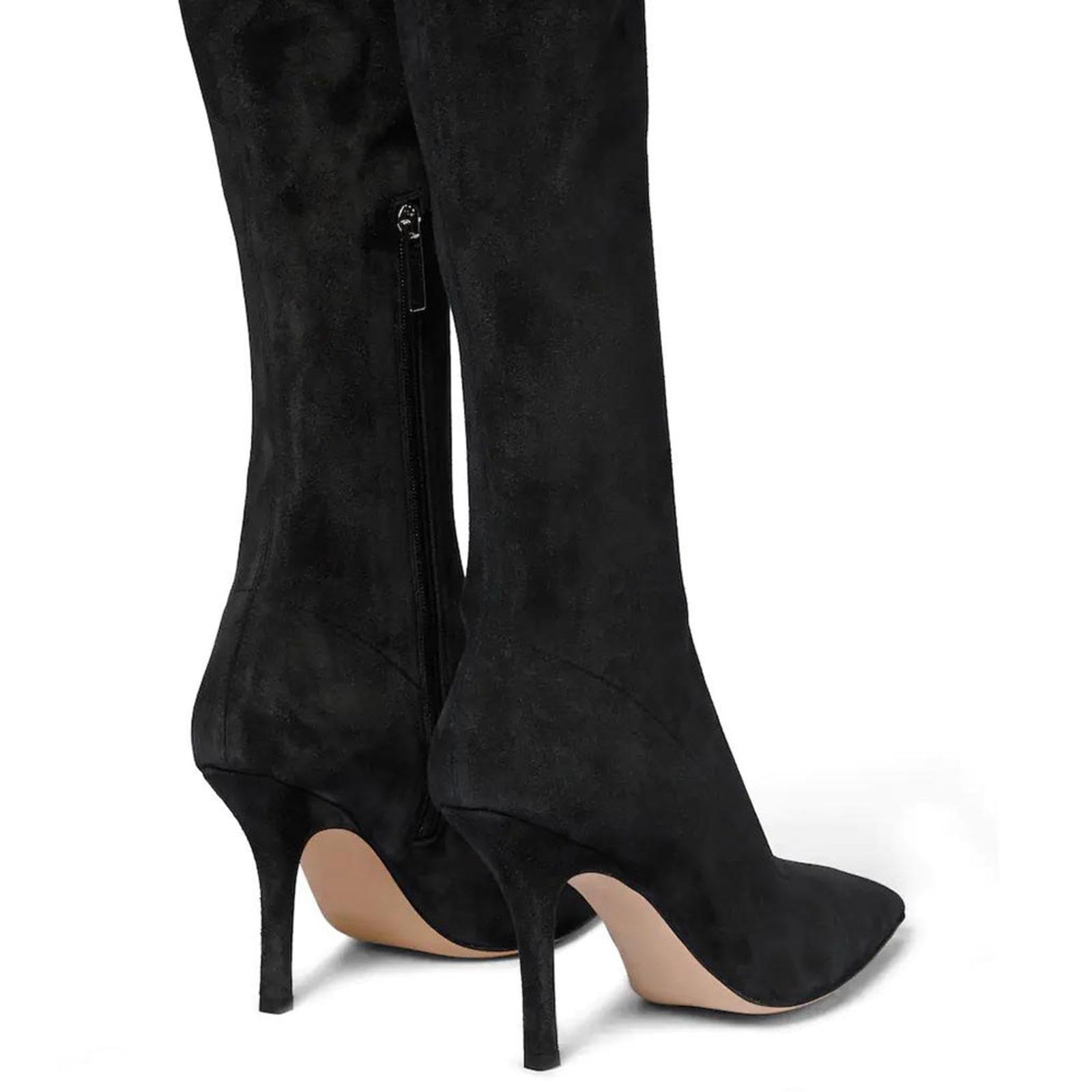 Tacchi Donna Tacchi Alti 10 Cm Stivali alla Coscia Stivali a Punta con Tacco Sottile,Camel-38