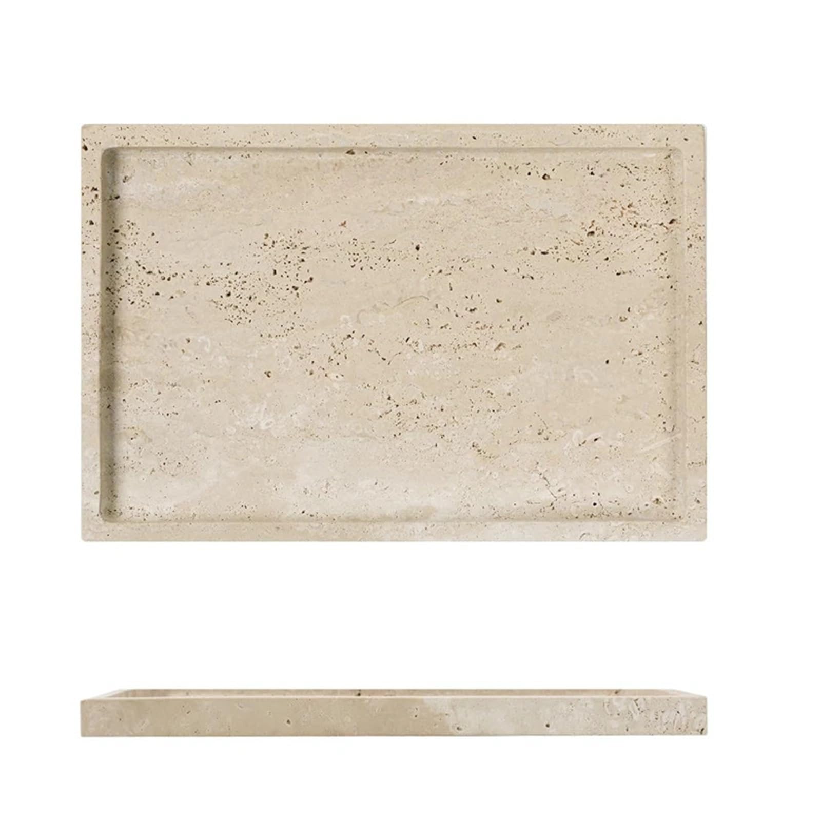 Bathroom Stone Tray Decorative Travertine Tray for Bathroom Vanity Kitchen Table Vintage for Jewelry Cosmetics Perfume Trinket Roon Decoration(30x20x3.0cm)
