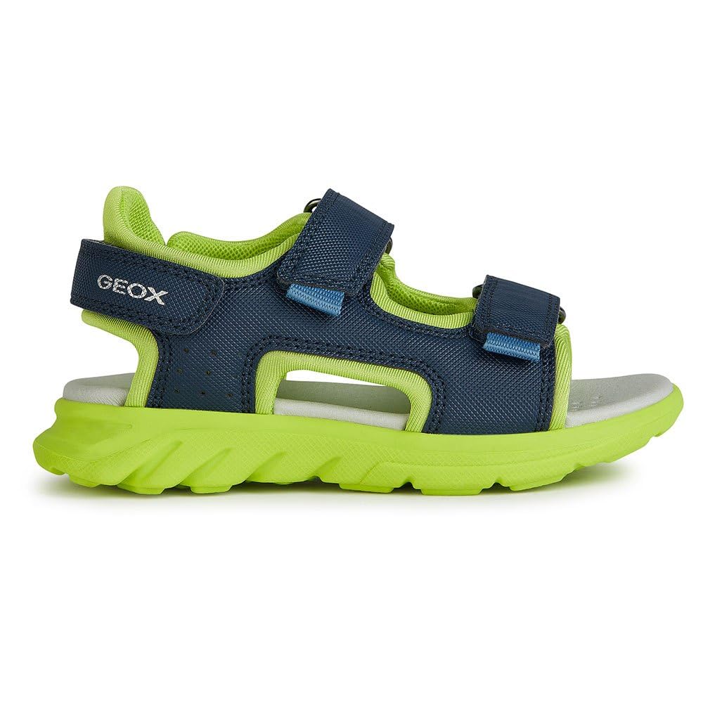 Geox Boys J Airadyum Bo Sandal, Navy Lime, 11 UK Child