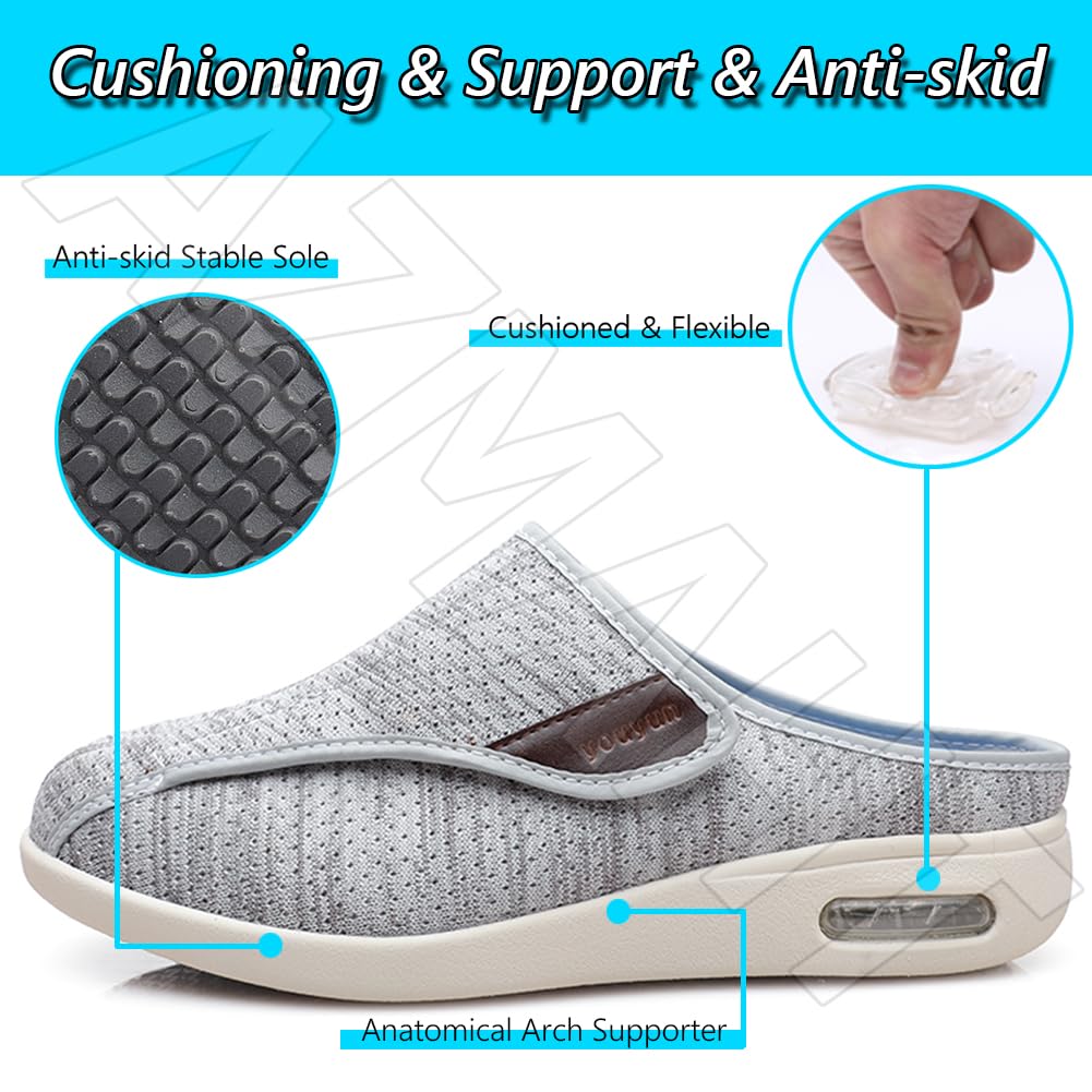 Pantofole Diabetici Uomo Scarpe Funzionali Ortopediche Portatili Scarpe da Passeggio Slip-on con Cuscino d'Aria da Donna Outdoor Corsa Running Scarpe Sportive Casual,Beige,38 EU