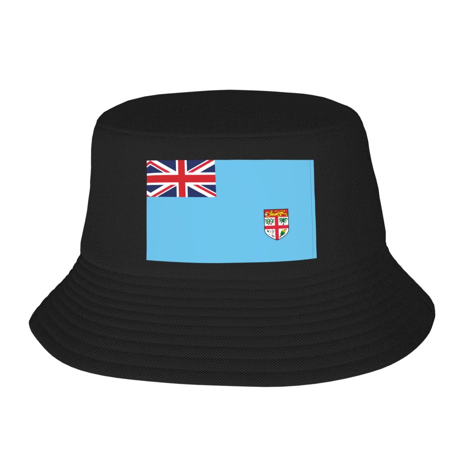 Fiji Flag Adult Bucket Hat - UV Protection, Suitable for Outdoor Fishing Hiking Beach Vacation Black